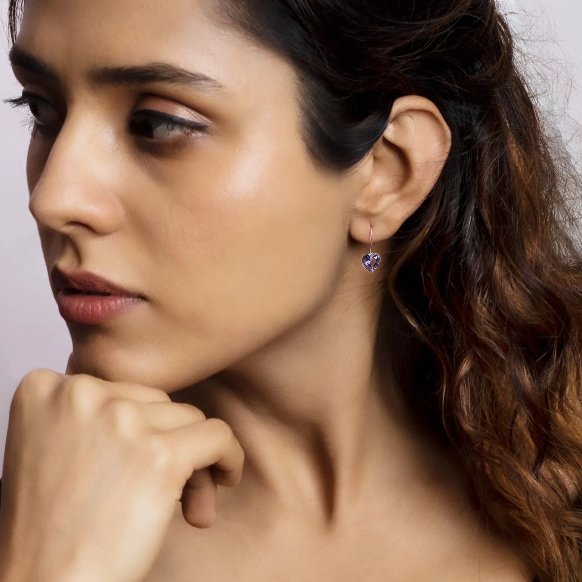 Silver Ornate Purple Heart Earrings Giva