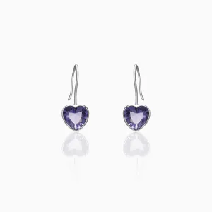Silver Ornate Purple Heart Earrings Giva