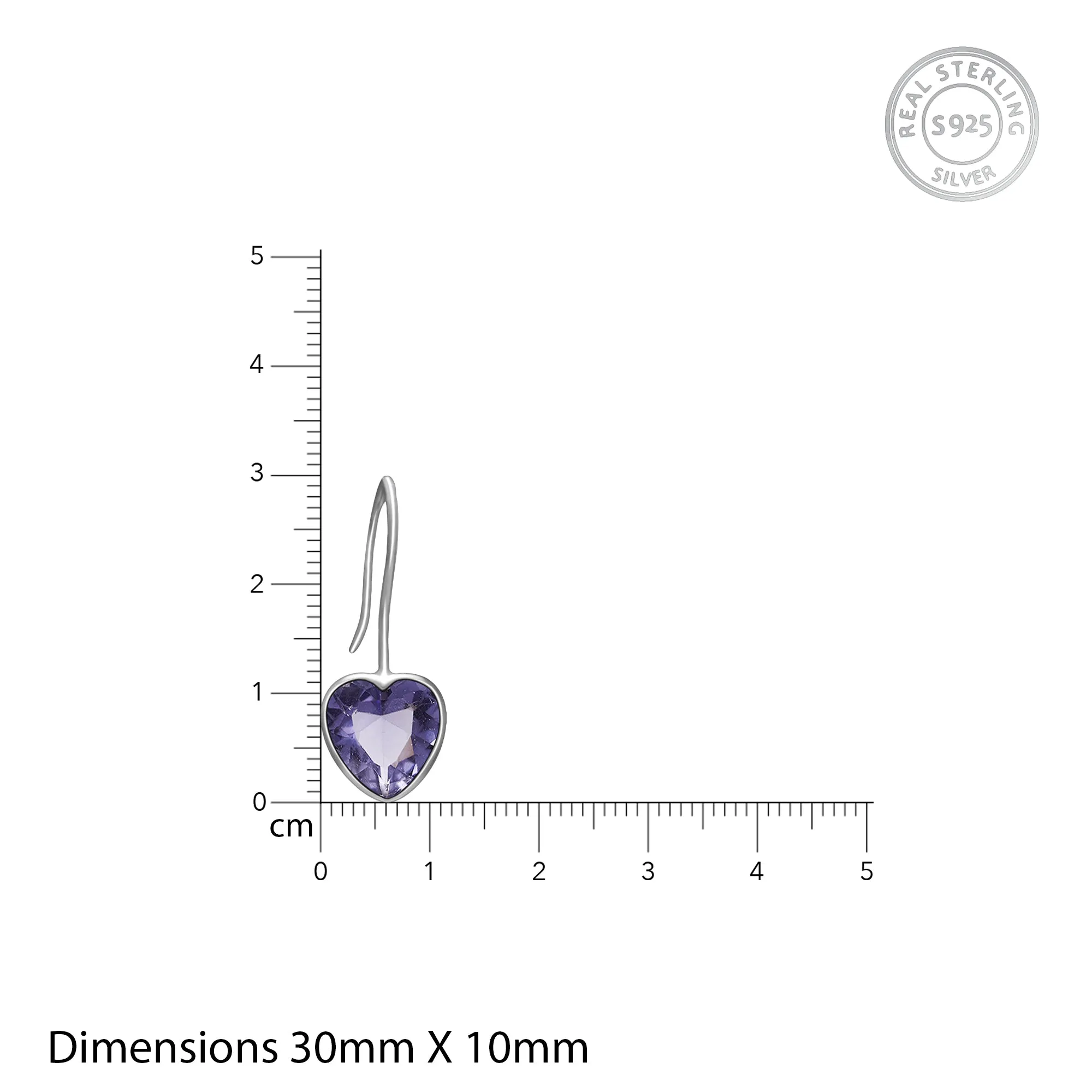 Silver Ornate Purple Heart Earrings Giva