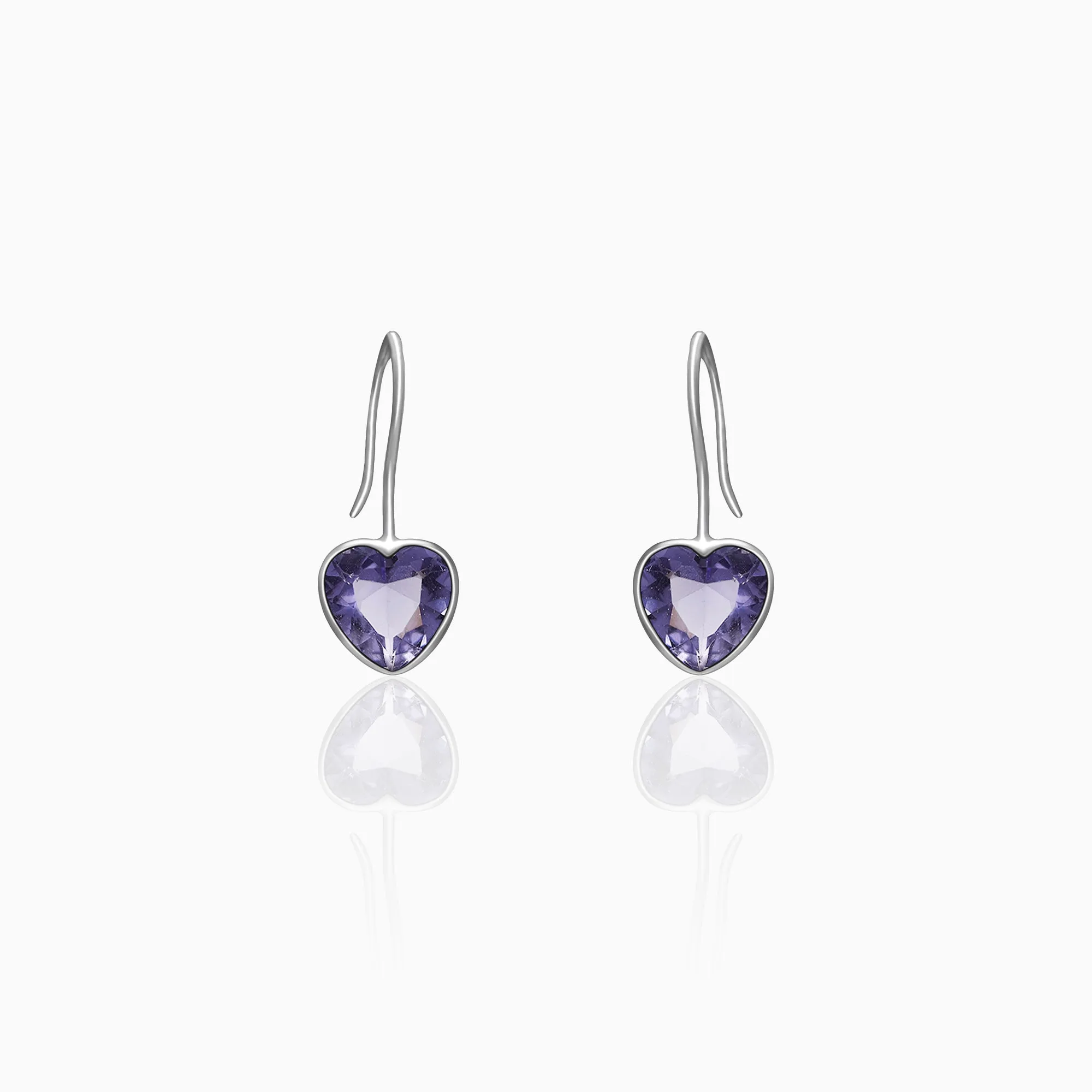 Silver Ornate Purple Heart Earrings Giva