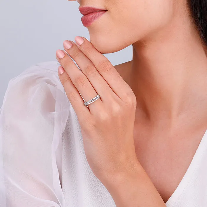 Silver Parading Hearts Ring Giva
