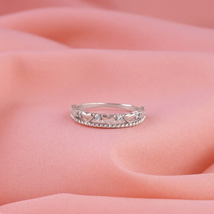 Silver Parading Hearts Ring Giva