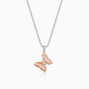 Silver Peach Butterfly Pendant With Link Chain Giva