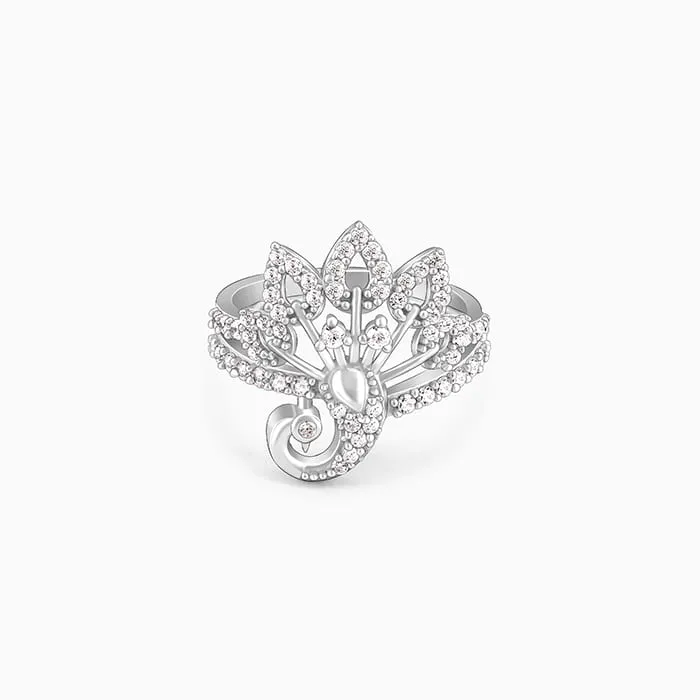 Silver Peacock On a Throne Ring Giva