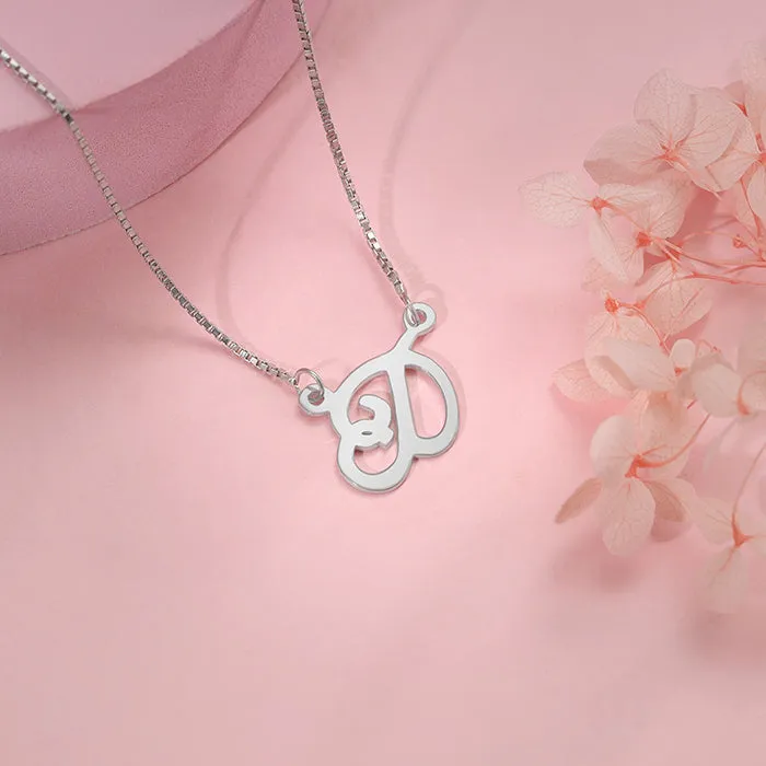Silver Personalised Cursive Initial Necklace Giva