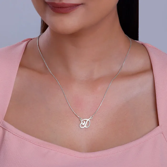 Silver Personalised Cursive Initial Necklace Giva