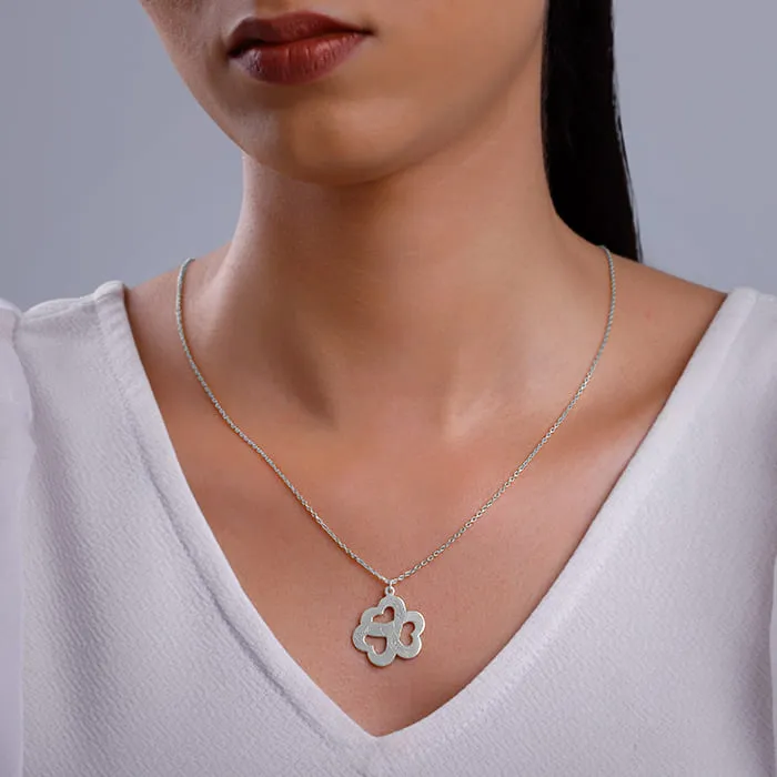 Silver Personalised Floral Love Name Necklace Giva