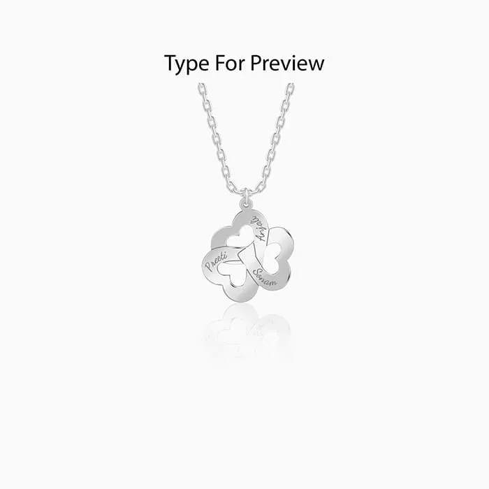 Silver Personalised Floral Love Name Necklace Giva