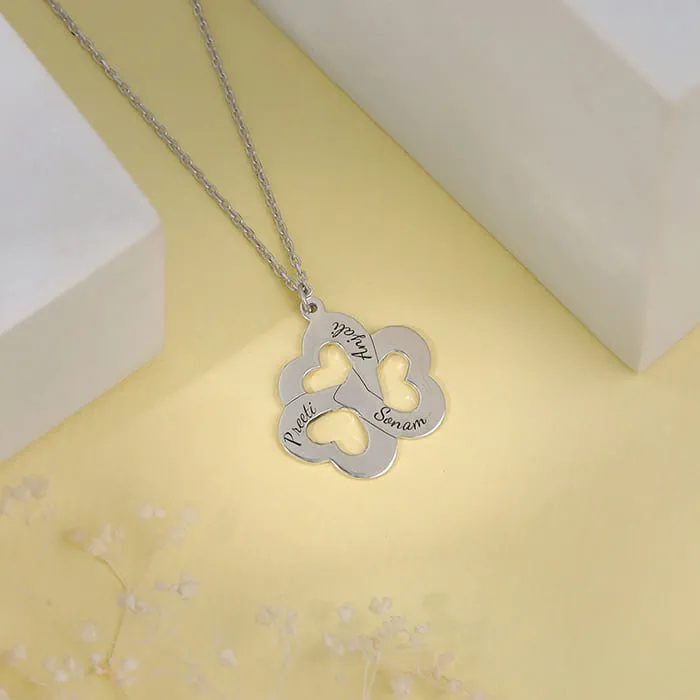 Silver Personalised Floral Love Name Necklace Giva