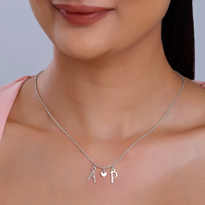 Silver Personalised Love Initials Necklace Giva