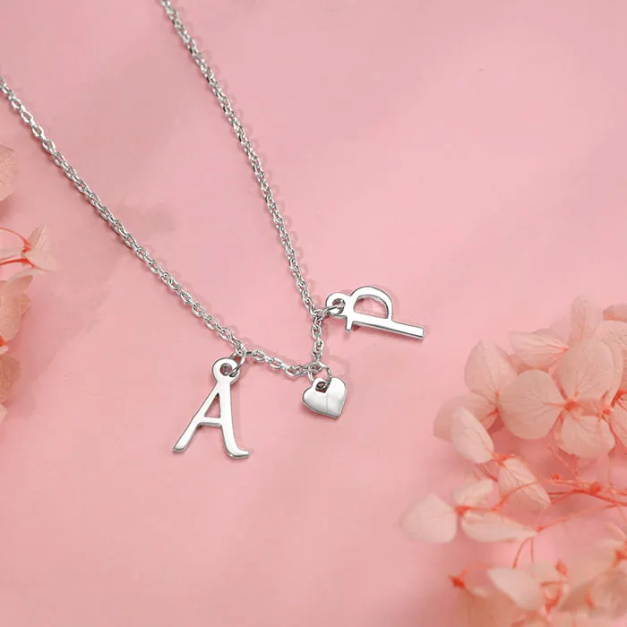 Silver Personalised Love Initials Necklace Giva