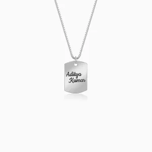 Silver Personalised Military Dog Tag Pendant with Box Chain For Him Giva