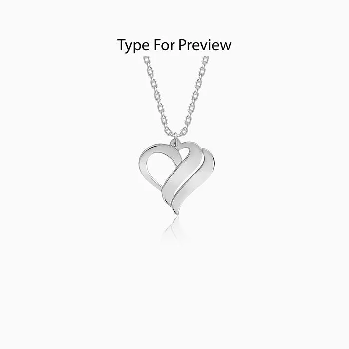 Silver Personalised Name Heart Duo Pendant With Link Chain Giva
