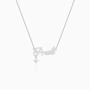 Silver Personalised Name Star Charm Necklace Giva