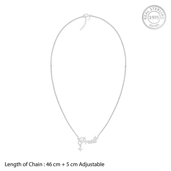 Silver Personalised Name Star Charm Necklace Giva