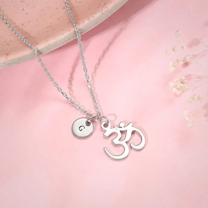 Silver Personalised Om Pendant With Link Chain Giva