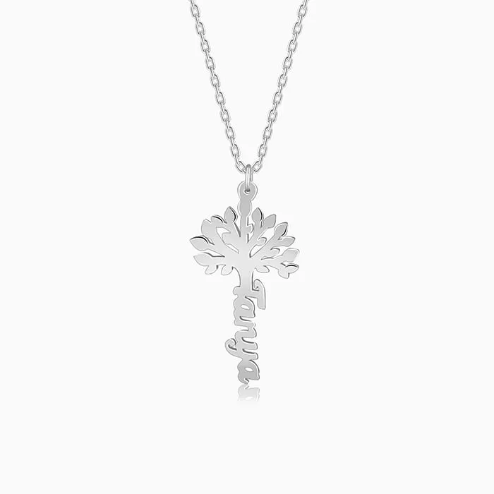Silver Personalised Tree of Names Pendant with Link Chain Giva