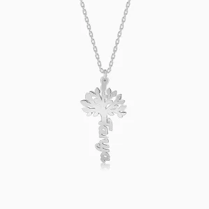 Silver Personalised Tree of Names Pendant with Link Chain Giva