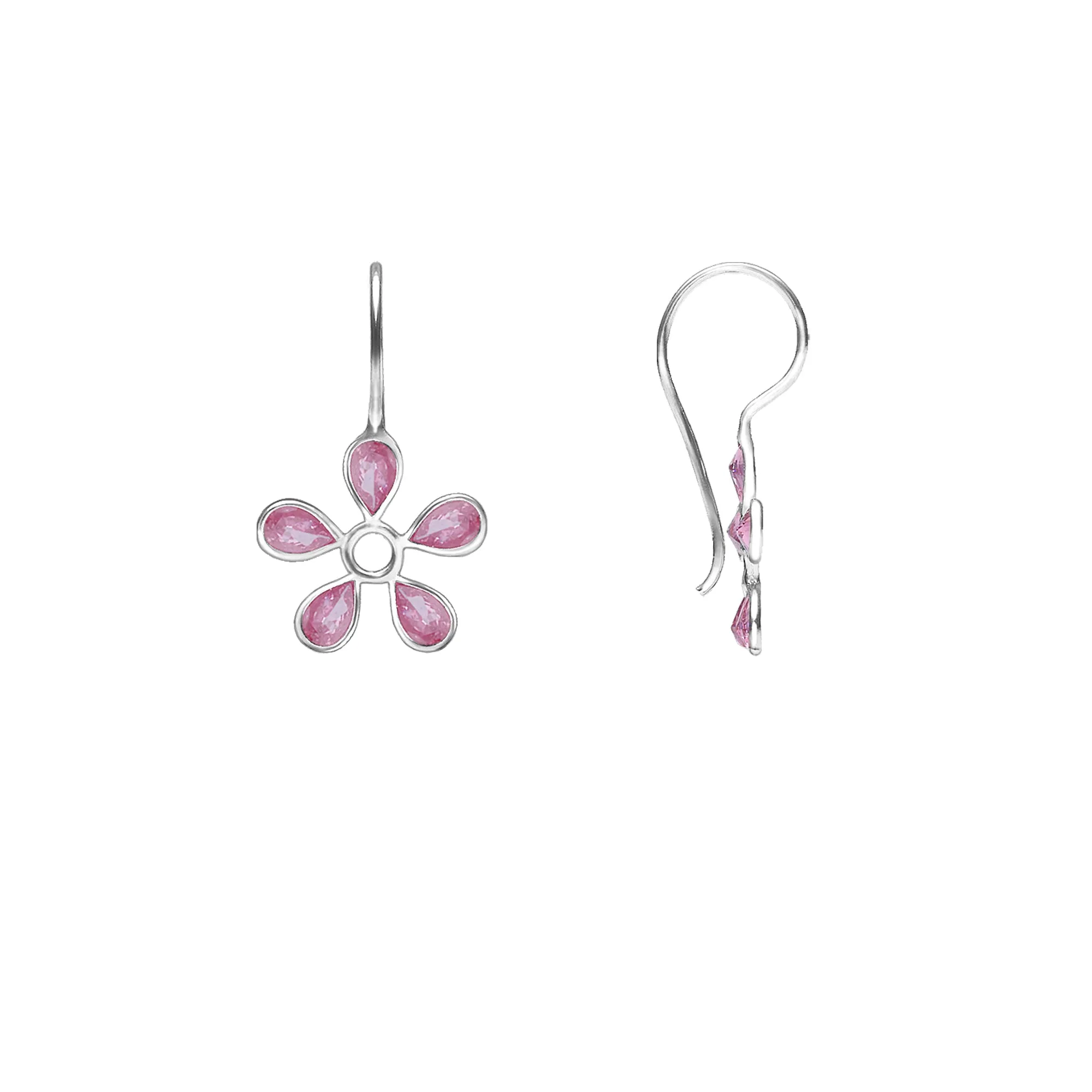 Silver Pink Dahlia Earrings Giva