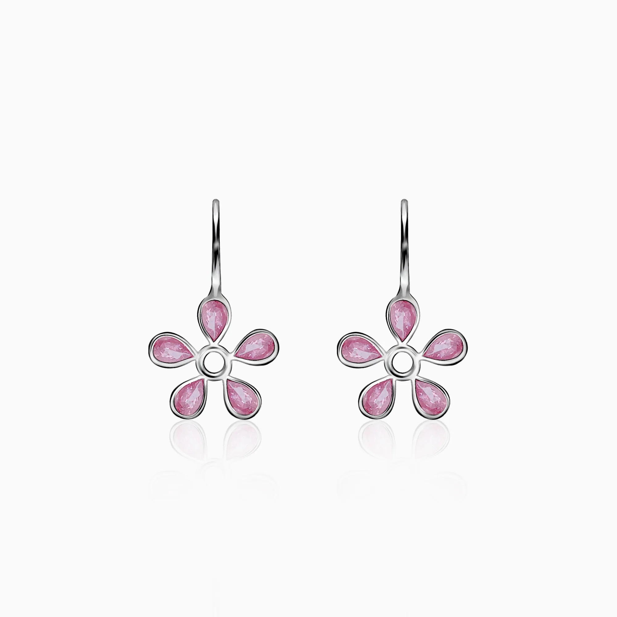Silver Pink Dahlia Earrings Giva