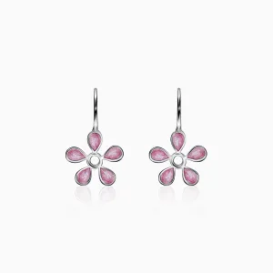 Silver Pink Dahlia Earrings Giva