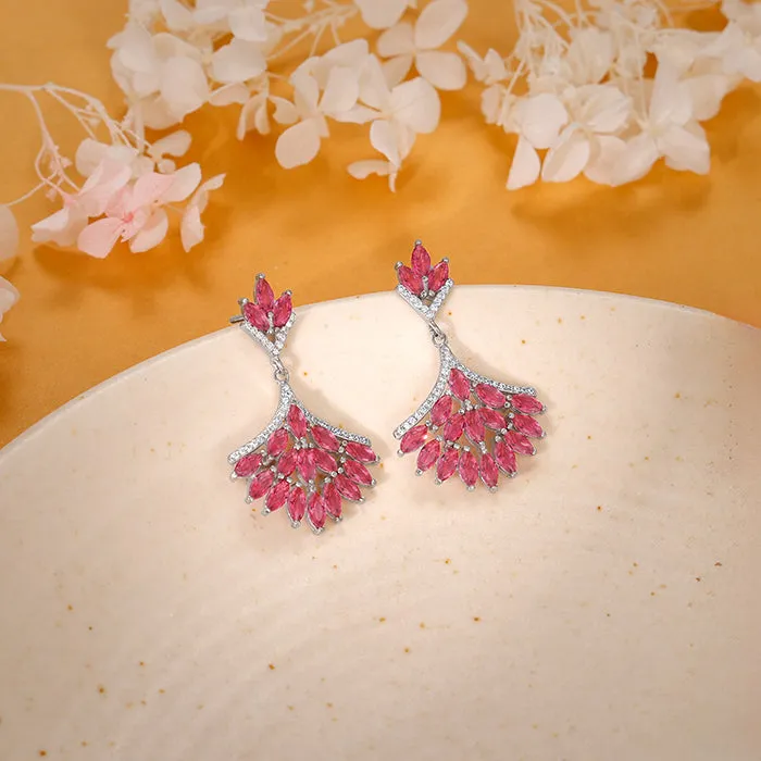 Silver Pink Floret Earrings Giva