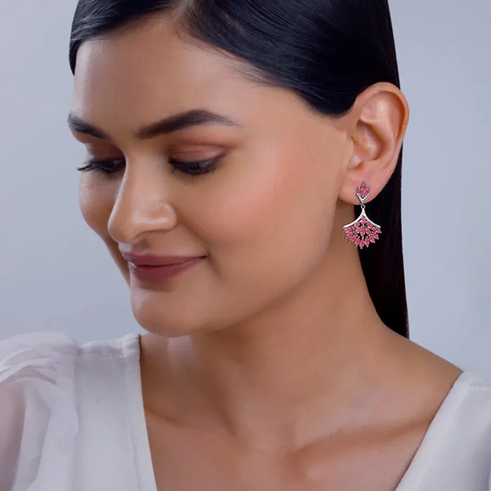Silver Pink Floret Earrings Giva