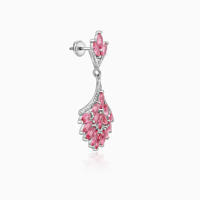 Silver Pink Floret Earrings Giva