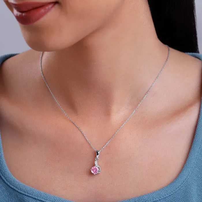 Silver Pink Shine Pendant With Link Chain Giva