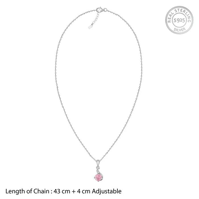 Silver Pink Shine Pendant With Link Chain Giva