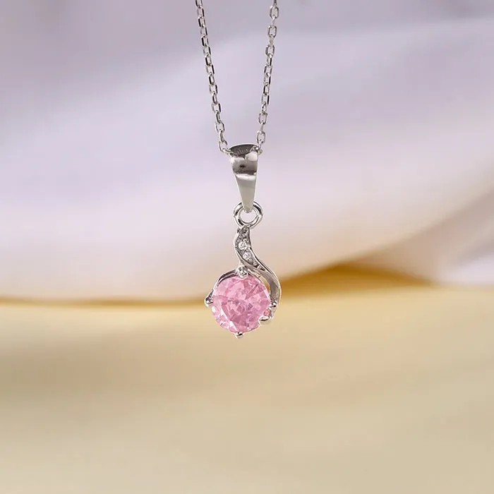 Silver Pink Shine Pendant With Link Chain Giva