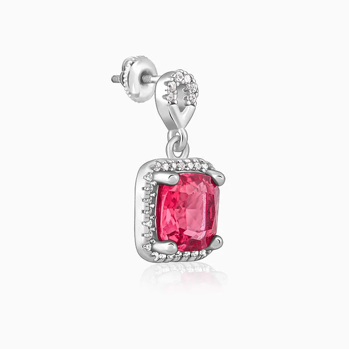 Silver Pink Square Earrings Giva