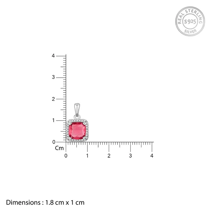 Silver Pink Square Pendant With Link Chain Giva