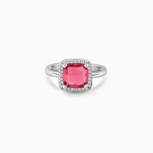 Silver Pink Square Ring Giva