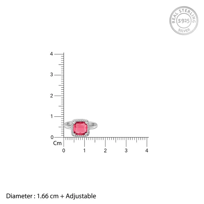 Silver Pink Square Ring Giva