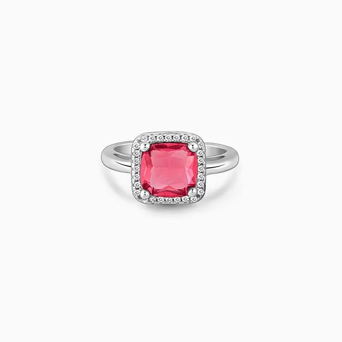 Silver Pink Square Ring Giva