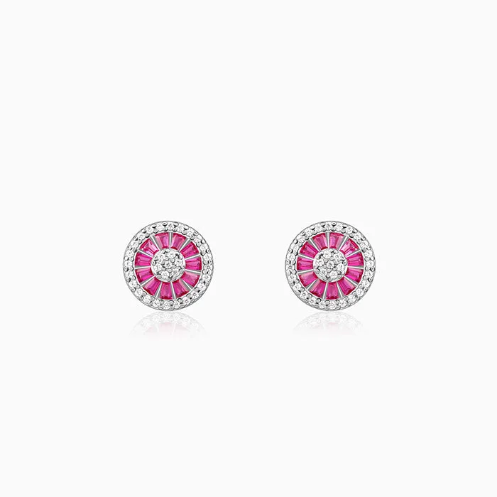 Silver Pink Wheel Earrings Giva