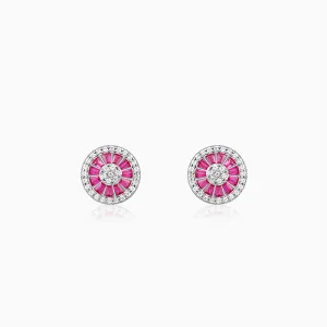 Silver Pink Wheel Earrings Giva