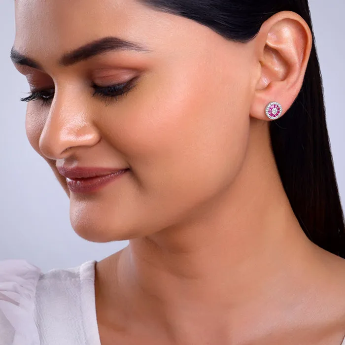 Silver Pink Wheel Earrings Giva