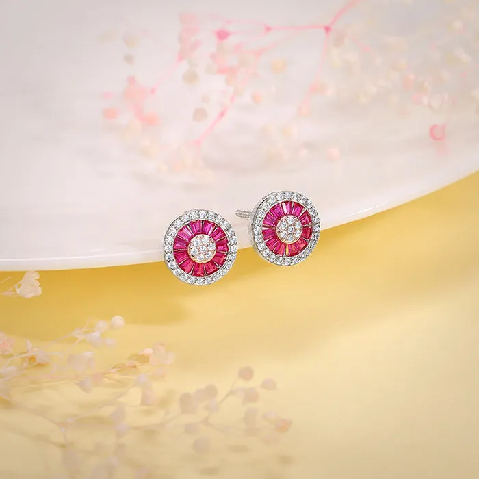 Silver Pink Wheel Earrings Giva