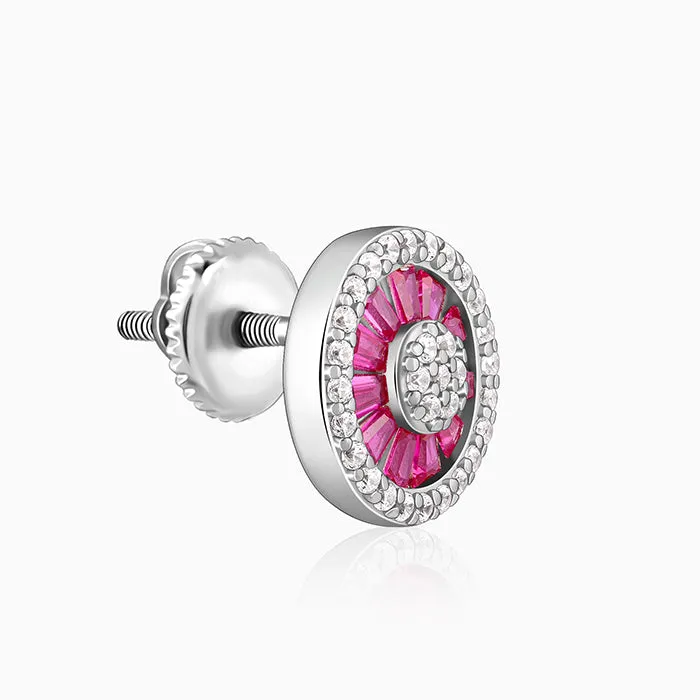 Silver Pink Wheel Earrings Giva