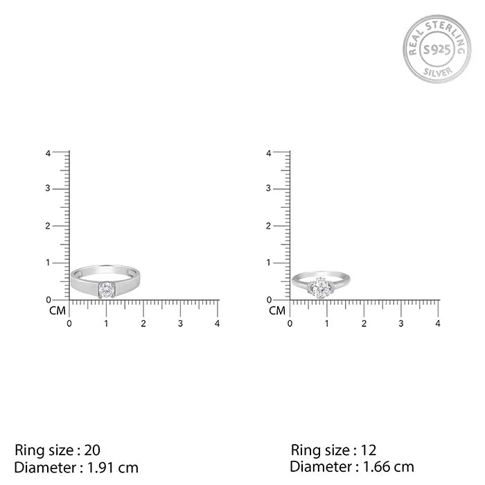 Silver Power Pair Couple Bands Giva