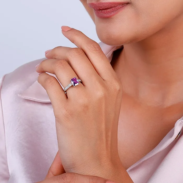 Silver Purple Vibrant Ring Giva