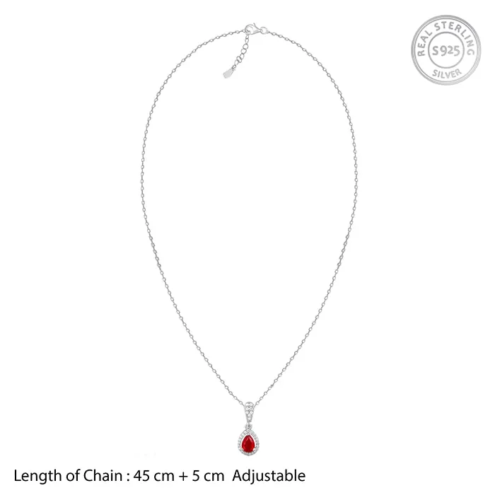 Silver Radiant Ruby Pendant With Link Chain Giva