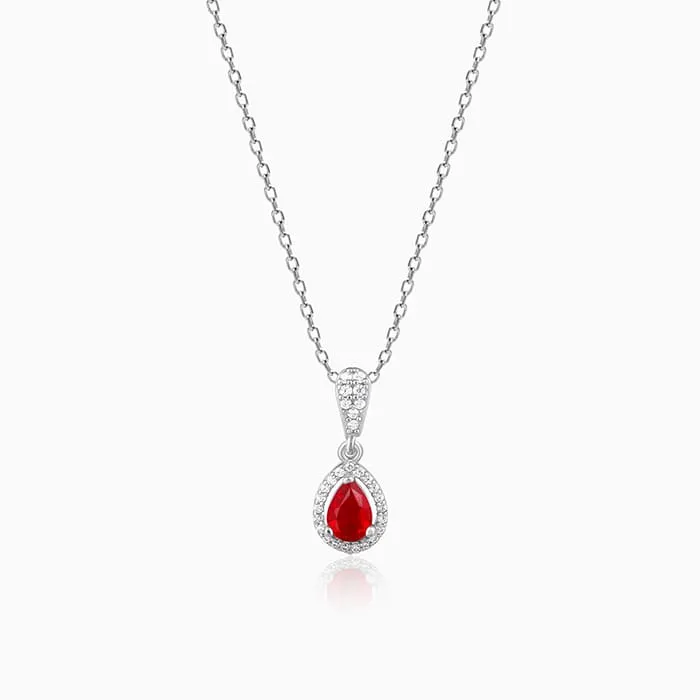 Silver Radiant Ruby Pendant With Link Chain Giva