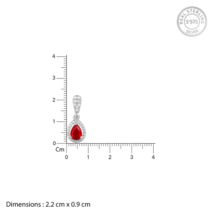 Silver Radiant Ruby Pendant With Link Chain Giva