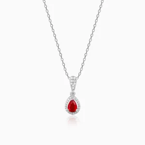Silver Radiant Ruby Pendant With Link Chain Giva