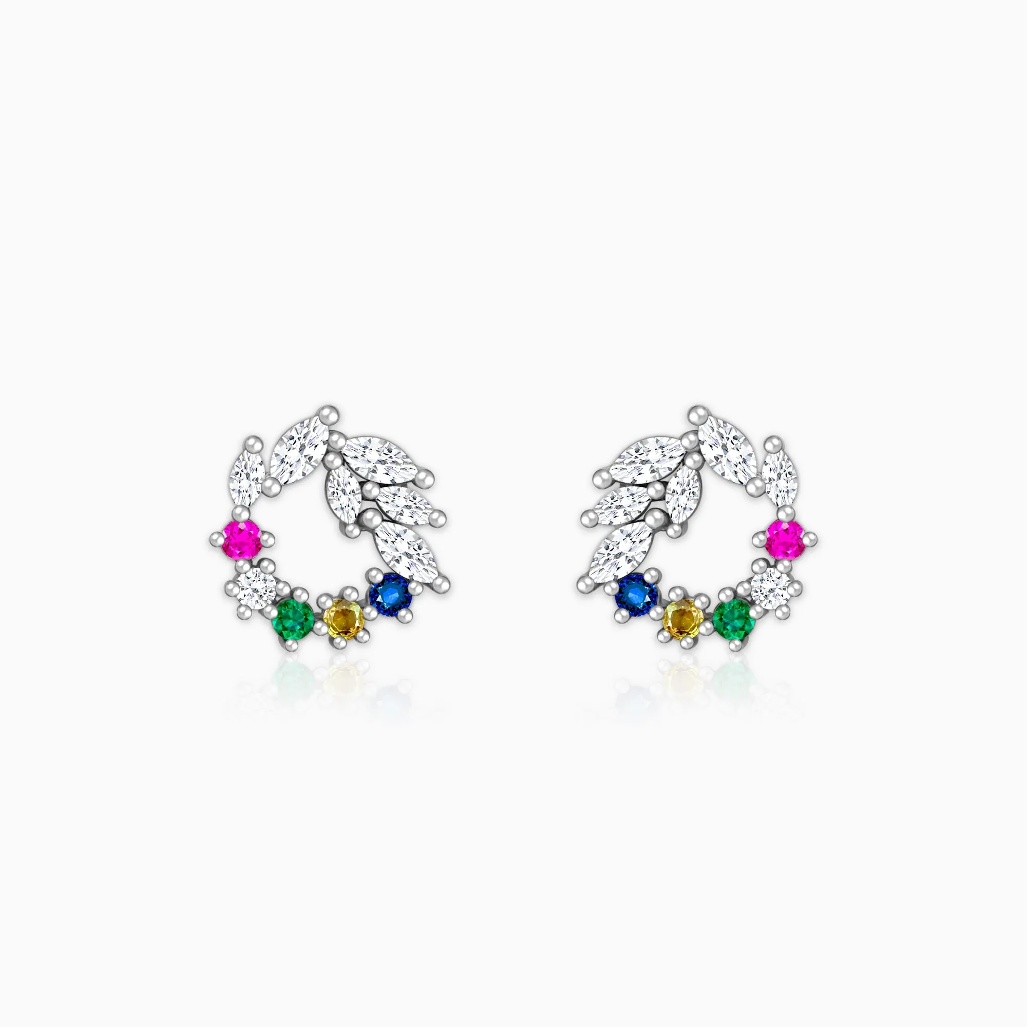 Silver Rainbow Wreath Stud Earrings Giva