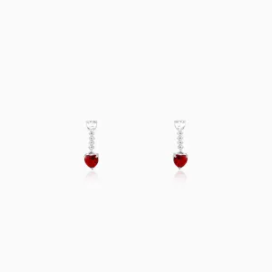 Silver Red Heart Dangler Earrings Giva