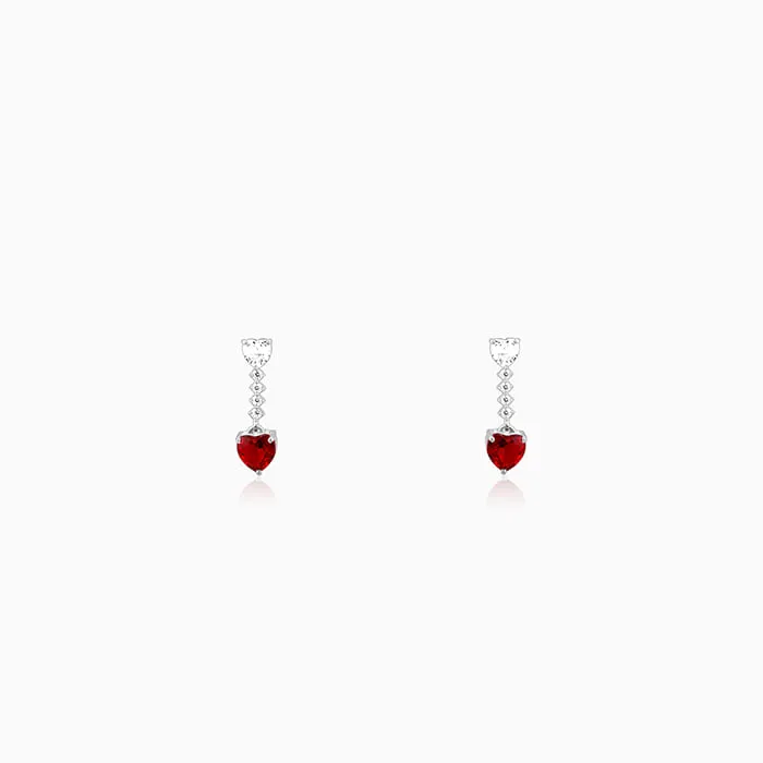 Silver Red Heart Dangler Earrings Giva